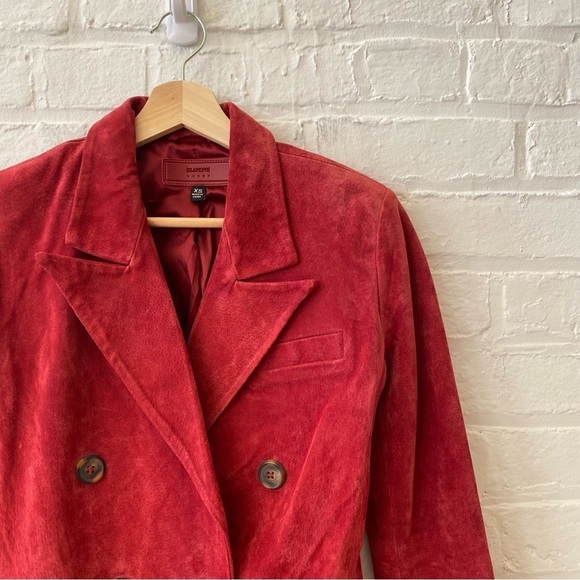 Anthropologie || Blank NYC Suede Leather Double Breasted Blazer Red XS NWT - Picture 3 of 10